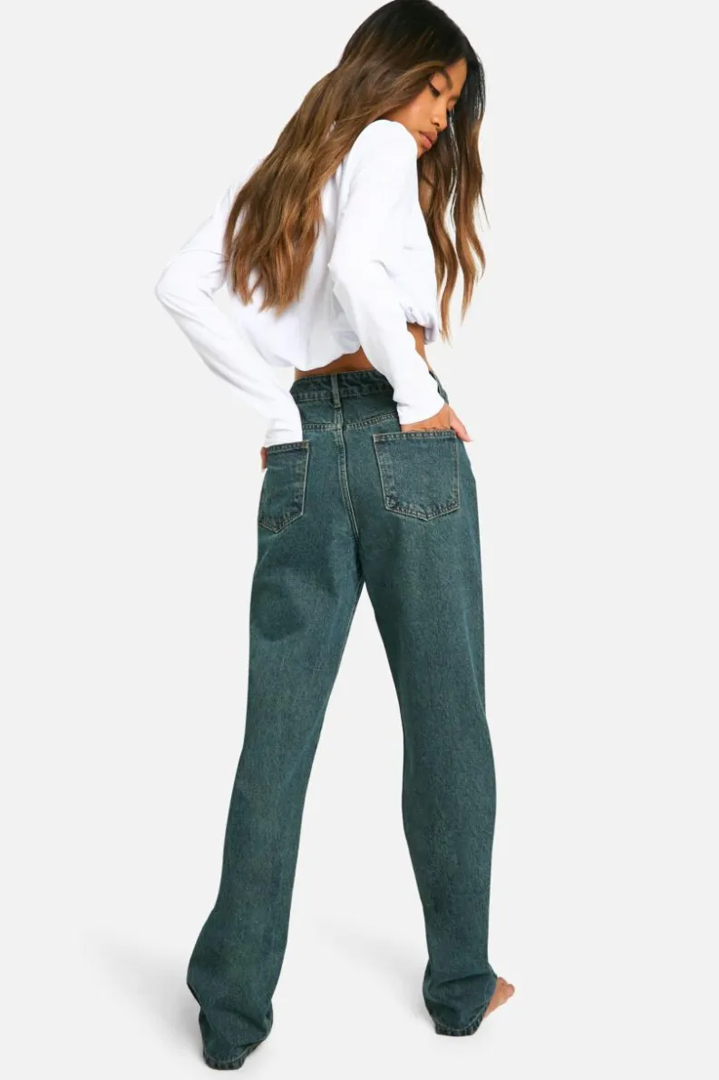 Hot boohoo Basics Straight Leg Jeans vintage wash