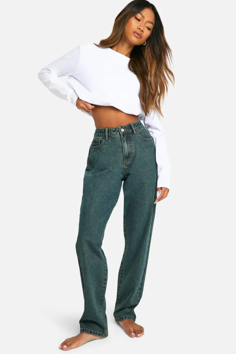 Hot boohoo Basics Straight Leg Jeans vintage wash