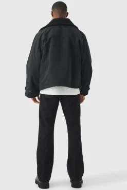 Cheap boohooMAN Borg Collar Parka In black