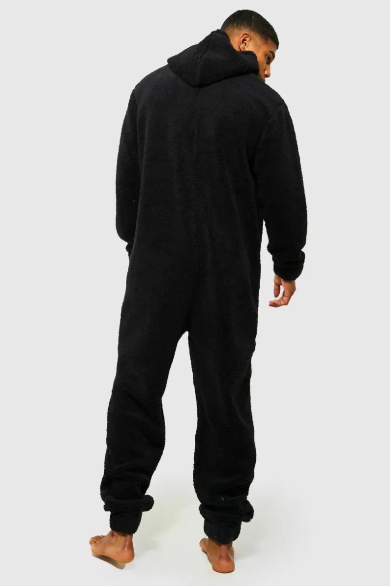 Flash Sale boohooMAN Borg Onesie black
