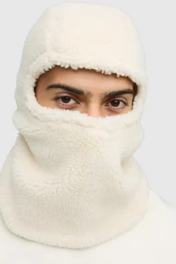 New boohooMAN Borg Ski Hood ecru