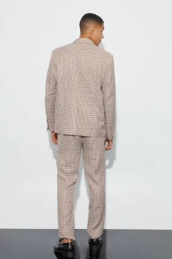 New boohooMAN Boucle Houndstooth Oversized Blazer stone