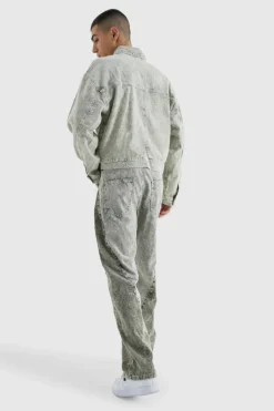 Best Sale boohooMAN Boxy Acid Wash Corduroy Jacket green