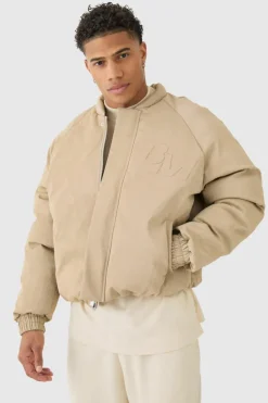 Best Sale boohooMAN Boxy Bm Extreme Heavyweight Pu Padded Puffer In taupe