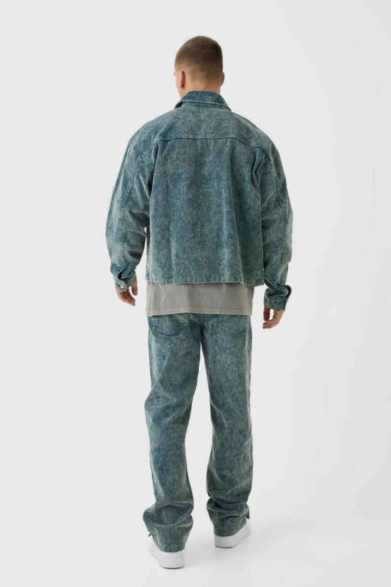 Sale boohooMAN Boxy Cord Jacket navy