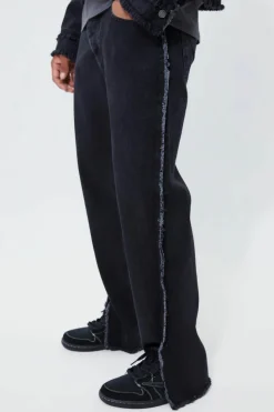 Hot boohoo Boxy Fit Frayed Seam Denim Jacket and jeans washed black
