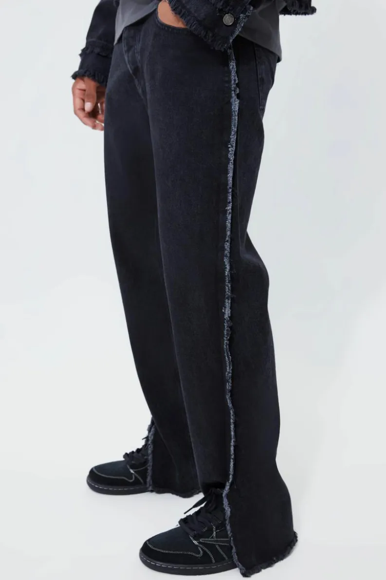 Hot boohoo Boxy Fit Frayed Seam Denim Jacket and jeans washed black