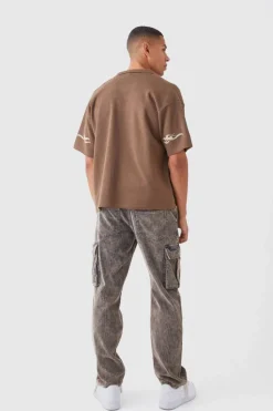 Hot boohooMAN Boxy Fit Knitted Moto Shirt taupe