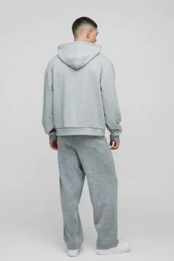 Hot boohoo Boxy Moto 00 Knitted Hooded Tracksuit grey