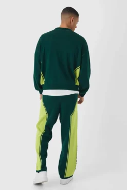 Hot boohooMAN Boxy Moto Knitted Sweatshirt green