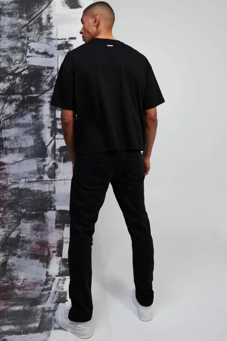 Clearance boohooMAN Boxy Oversized Premium Silicone Print T-shirt black