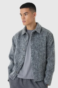Cheap boohooMAN Brushed Check Overshirt grey
