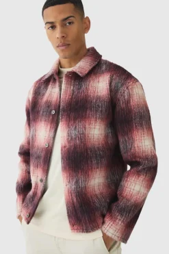 Best Sale boohooMAN Brushed Check Overshirt red