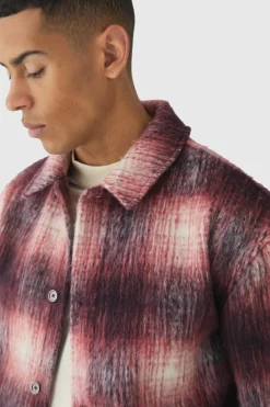 Best Sale boohooMAN Brushed Check Overshirt red
