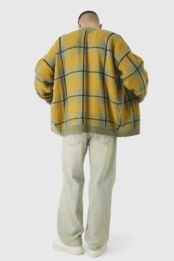 Flash Sale boohooMAN Brushed Knit Oversized Drop Shoulder Cardigan olive