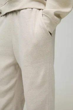 Cheap boohooMAN Brushed Rib Ottoman Relaxed Split Hem Jogger stone