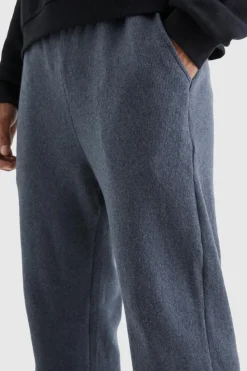 New boohooMAN Brushed Rib Ottoman Relaxed Split Hem Jogger charcoal