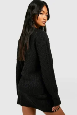 Best boohoo Cable Jumper And Mini Skirt Knitted Co-ord black