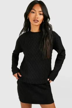 Best boohoo Cable Jumper And Mini Skirt Knitted Co-ord black