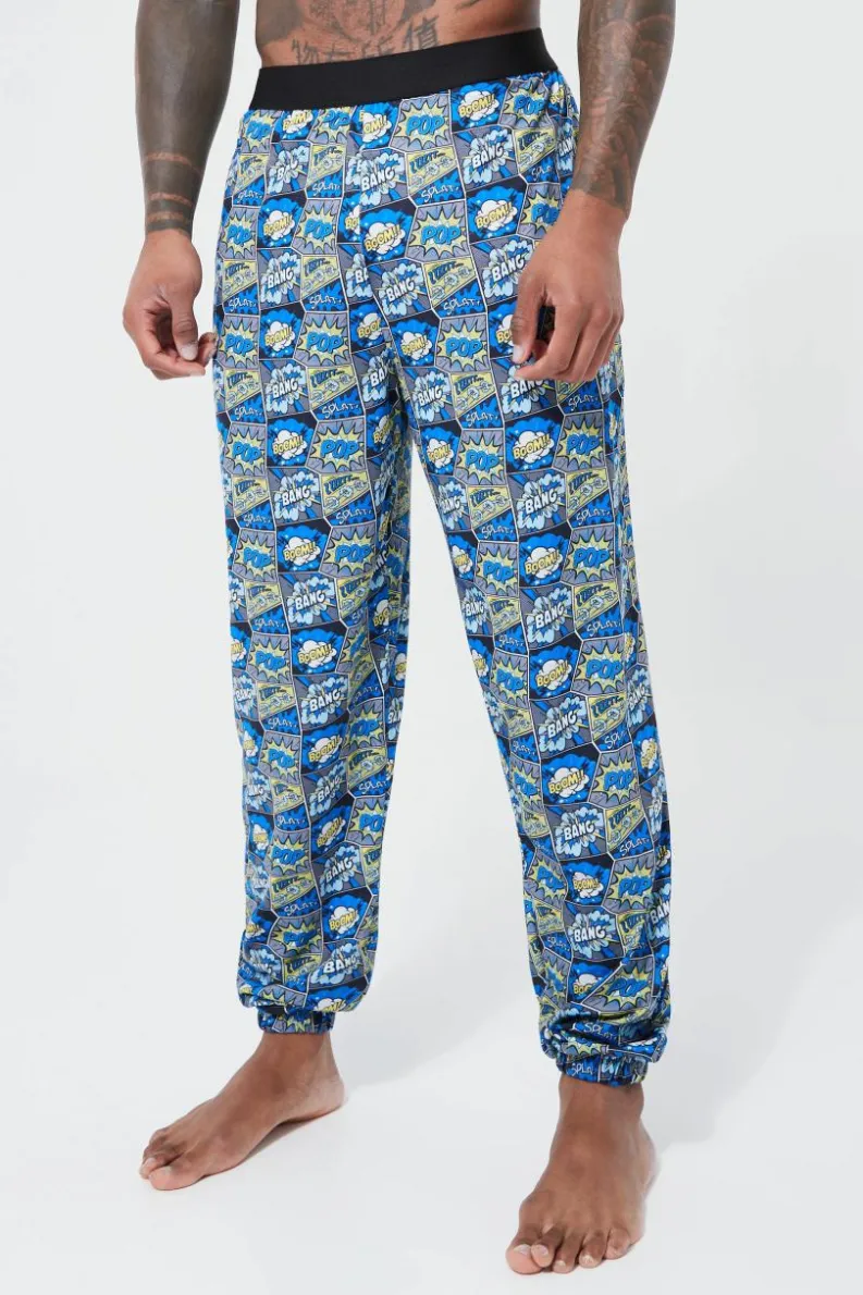 Clearance boohooMAN Cartoon Print Lounge Joggers blue