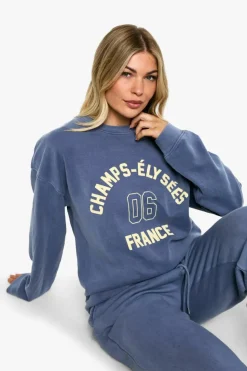 Best boohoo Champs Elysees 06 Overdyed Oversized Sweatshirt navy