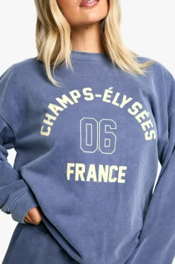 Best boohoo Champs Elysees 06 Overdyed Oversized Sweatshirt navy