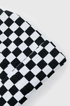 Cheap boohooMAN Checkered Beanie black