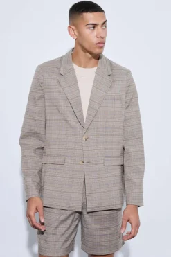 Best boohooMAN Check Oversized Boxy Blazer brown