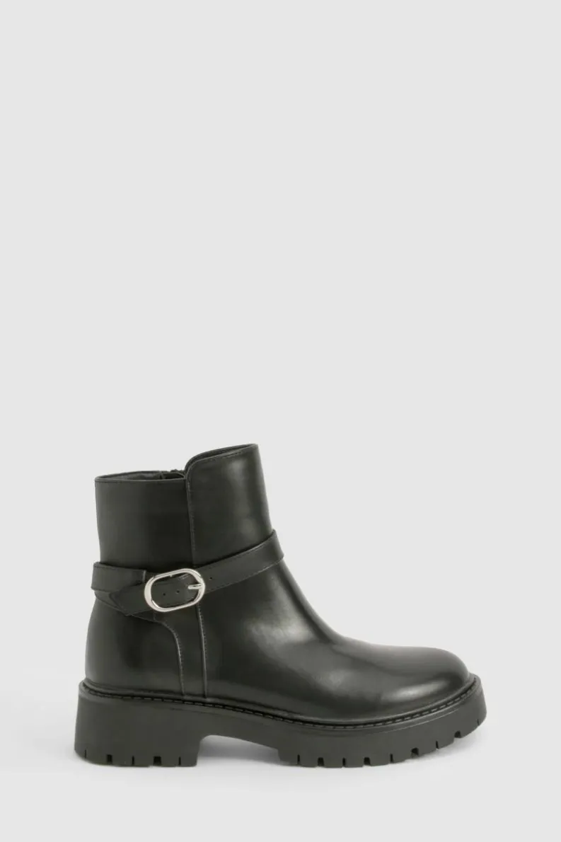 Outlet boohoo Chunky Buckle Detail Chelsea Boots black