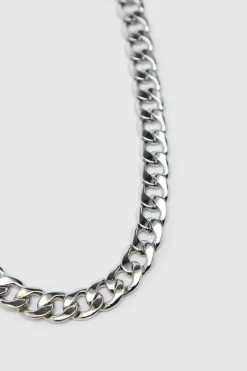 Cheap boohooMAN Chunky Cuban Chain Necklace silver