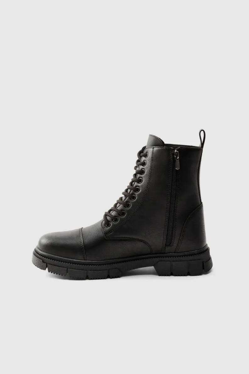Flash Sale boohooMAN Chunky Lace Up Worker Boot black