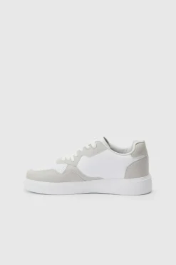 New boohooMAN Chunky Mesh Panel Trainers In light grey