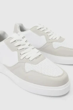 New boohooMAN Chunky Mesh Panel Trainers In light grey