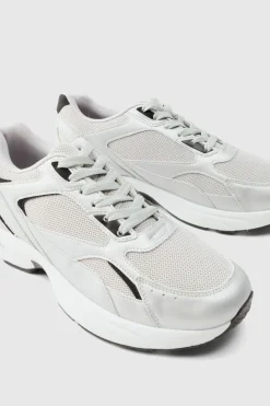 Cheap boohooMAN Chunky Mesh Trainer grey