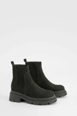Online boohoo Chunky Sole Chelsea Boots black