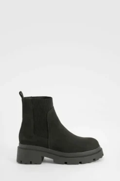 Online boohoo Chunky Sole Chelsea Boots black