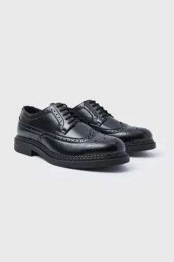 Best boohooMAN Classic Faux Leather Brogue black