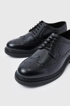 Best boohooMAN Classic Faux Leather Brogue black