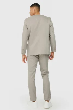 Outlet boohoo Collarless Suit Set in grey