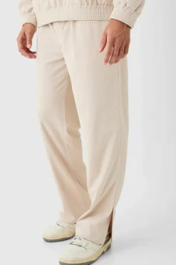 Hot boohooMAN Corduroy Elasticated Waist Split Hem Trousers sand