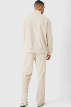 Hot boohooMAN Corduroy Elasticated Waist Split Hem Trousers sand