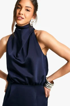 New boohoo Cowl Neck Sleeveless Midaxi navy