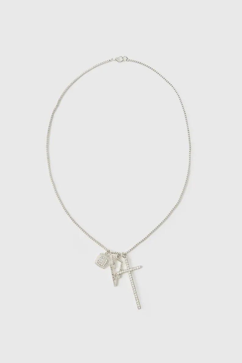 Cheap boohooMAN Cross And Hardware Necklace silver