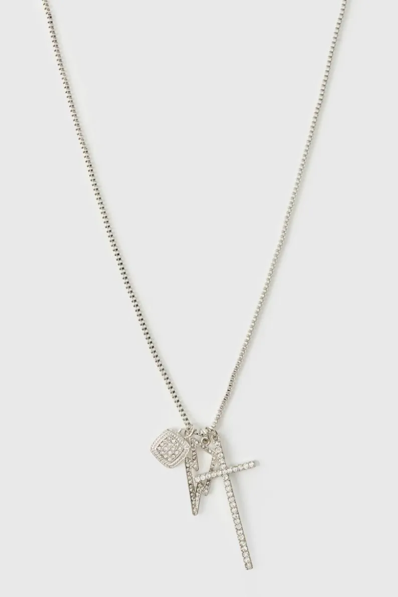 Cheap boohooMAN Cross And Hardware Necklace silver