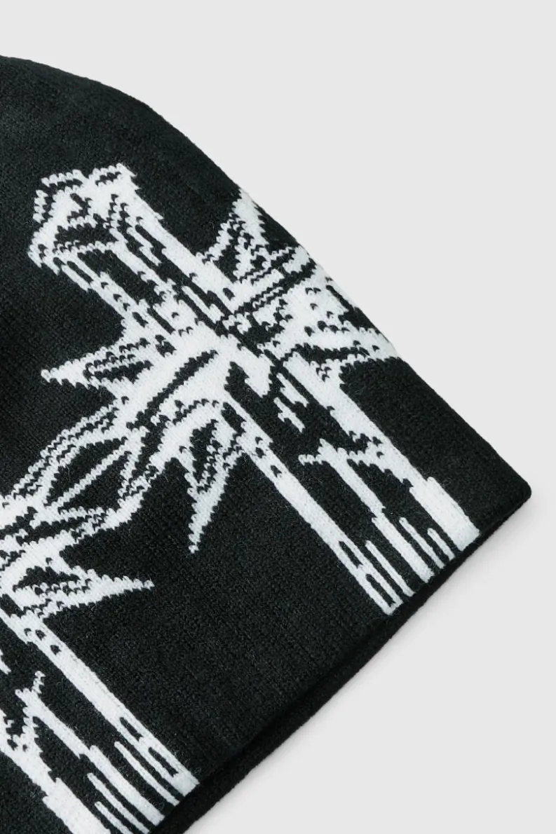Hot boohooMAN Cross Graphic Beanie black