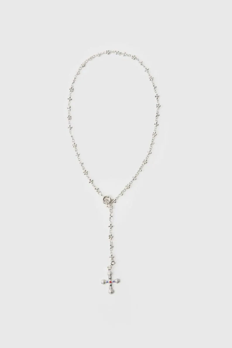 Shop boohooMAN Cross Pendant Necklace In silver