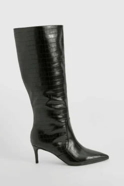 Flash Sale boohoo Curved Stiletto Knee High Boots black