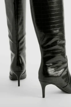 Flash Sale boohoo Curved Stiletto Knee High Boots black