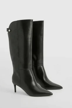 Cheap boohoo Curved Stiletto Knee High Boots black