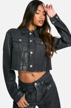Clearance boohoo Coated Denim Shirt & Mini Skirt Co-Ord dark indigo